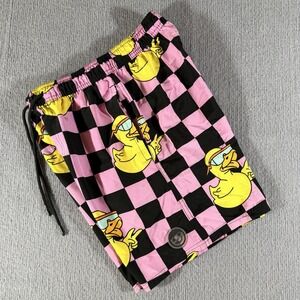 Neff Swim Pink‎ Trunks Shorts Checkered Cool Rubber Duck Mens Medium